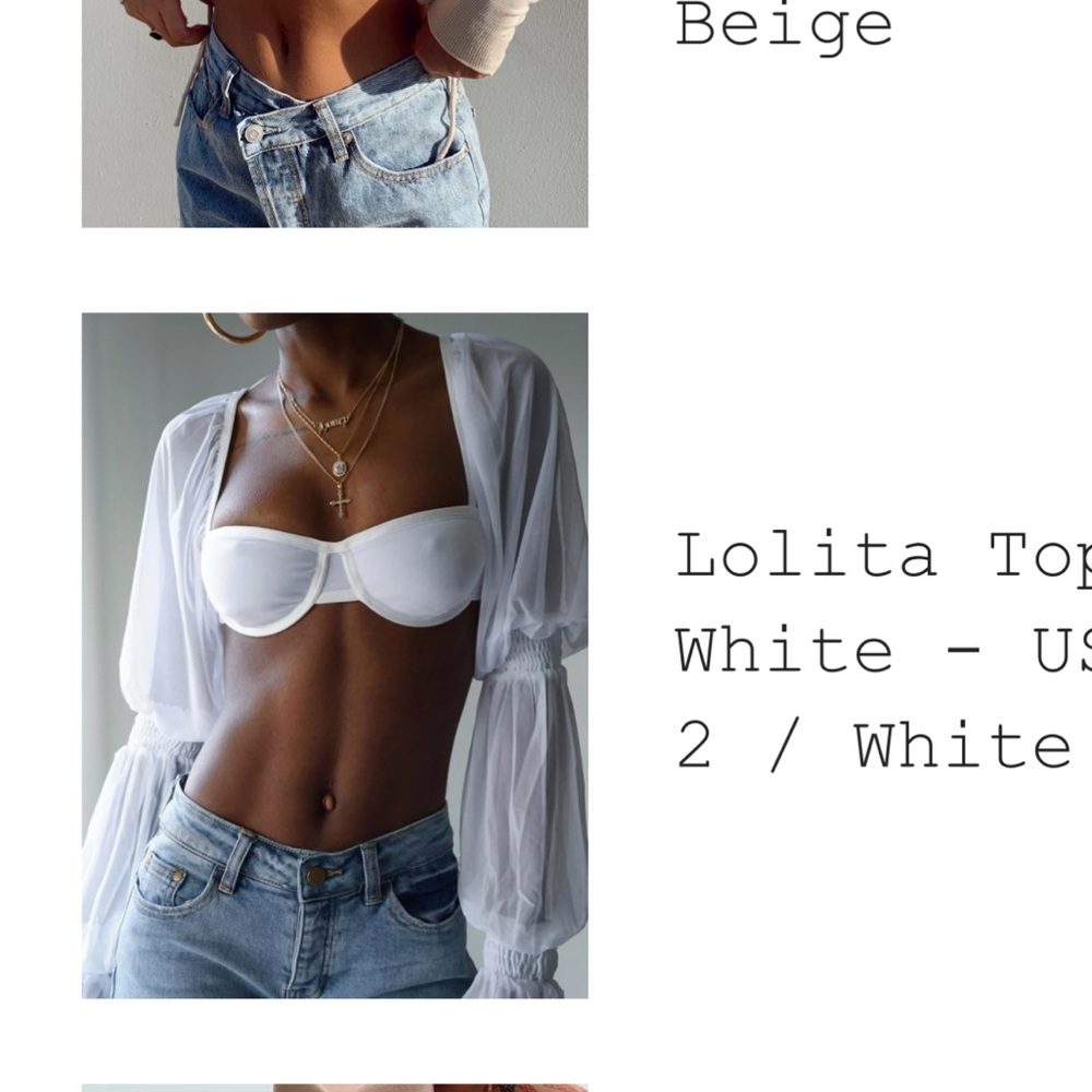Princess Polly white bra top with flare sleeves.